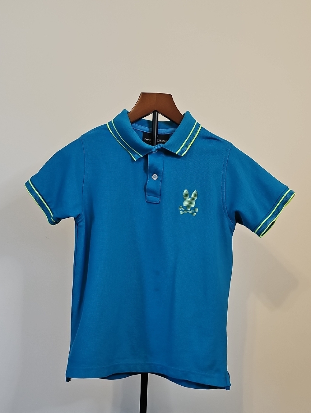 Psycho Bunny Blue Boys' Polo Shirt with Neon Trim